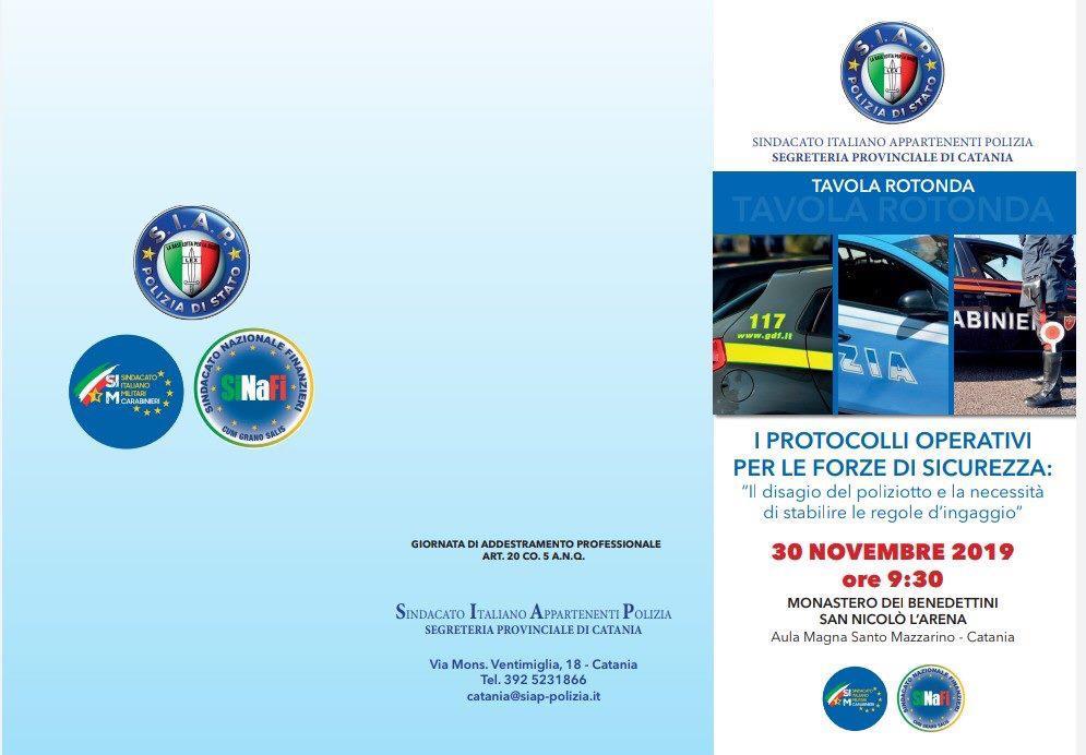 Catania, 30 novembre 2019. Protocolli operativi per le forze di sicurezza.