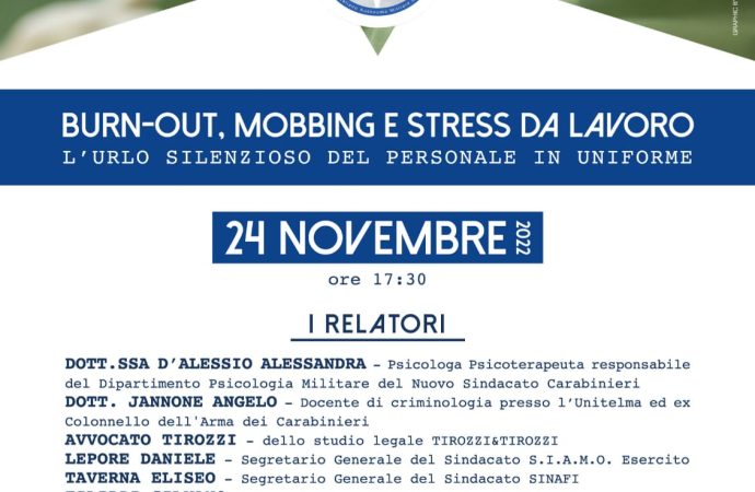 Burnout, Mobbing e Stress lavoro. Verona 24 novembre 22 ore 18.30